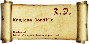 Krajcsa Donát névjegykártya